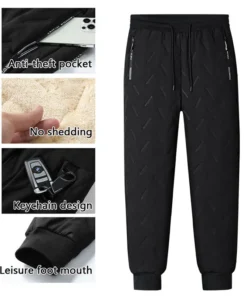 Alternative view of Winter Running Pant Cashmere Thicken Fleece Windproof Sweatpants Men Joggers Cotton Warm Pants Male Waterproof Thermal Trousers