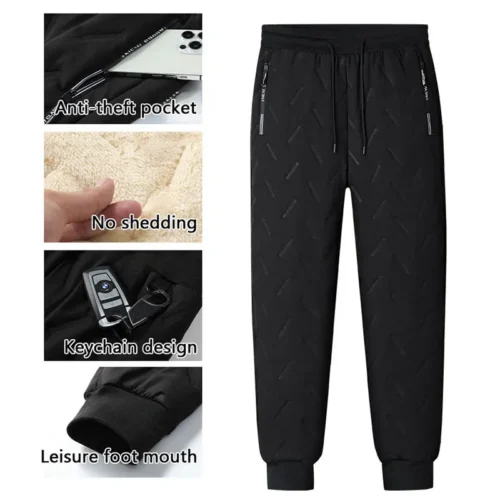 Alternative view of Winter Running Pant Cashmere Thicken Fleece Windproof Sweatpants Men Joggers Cotton Warm Pants Male Waterproof Thermal Trousers