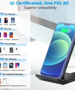 Alternative view of 30W Qi Wireless Charger Stand Fast Charging Dock Station For iPhone 13 12 11 Pro X XS Max XR Samsung S20 S10 Xiaomi Phone Holder