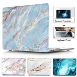 Laptop Case with Marble Hard Shell for MacBook Air 13 and Pro 14, 15, 16 Models