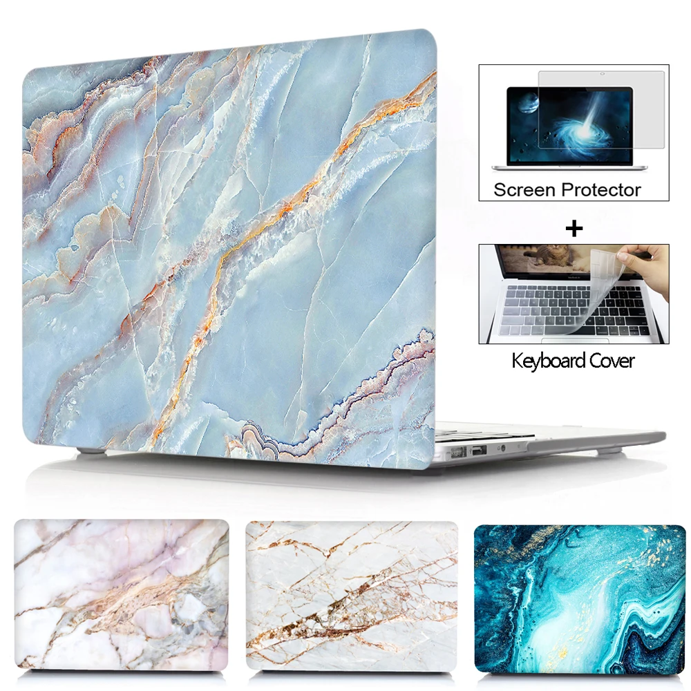 Laptop Case For Macbook Air Pro 13 Case 2025 2024 2023 M4 M3 M2 Air 15 Touch ID For Macbook Pro 16 12 14 Marble Hard Shell