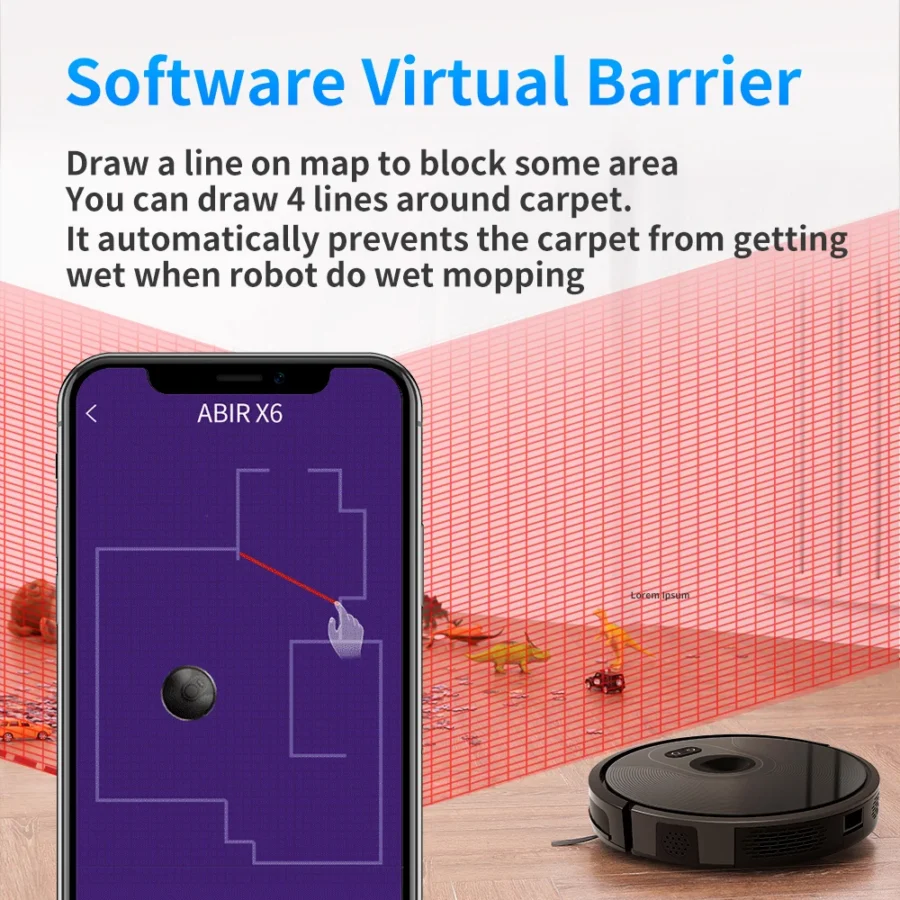 Robot Vacuum Cleaner ABIR X6 ,Visual Navigation,APP Virtual Barrier,6000PA Suction,Smart Home Mop,Floor Carpet Washing Tool - Image 5