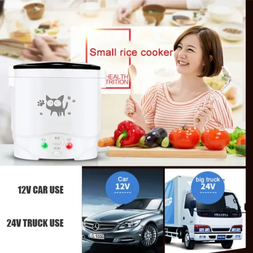 Mini Rice Cooker and Food Steamer with 1L/2L Capacity for Car and Truck - Image 4
