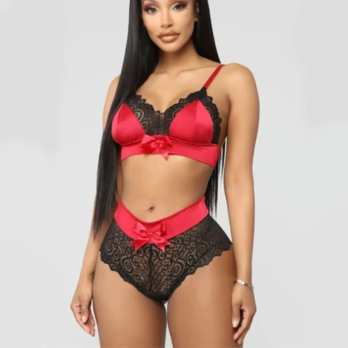 Alternative view of Two Pieces Set Lace Bra And Panty Sets Women Sexy Half Cup Bra Fashion Intimates Shorts Suit Summer Rave Festival Sexy Outfits