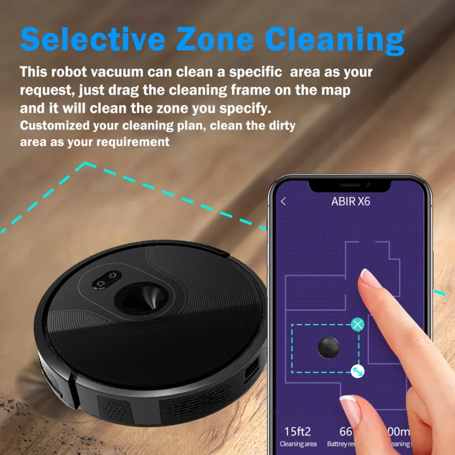 Robot Vacuum Cleaner ABIR X6 ,Visual Navigation,APP Virtual Barrier,6000PA Suction,Smart Home Mop,Floor Carpet Washing Tool - Image 4