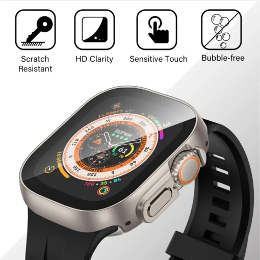 Shockproof Bumper Case with Tempered Glass Screen Protector for Apple Watch Ultra 3 49mm - Image 4