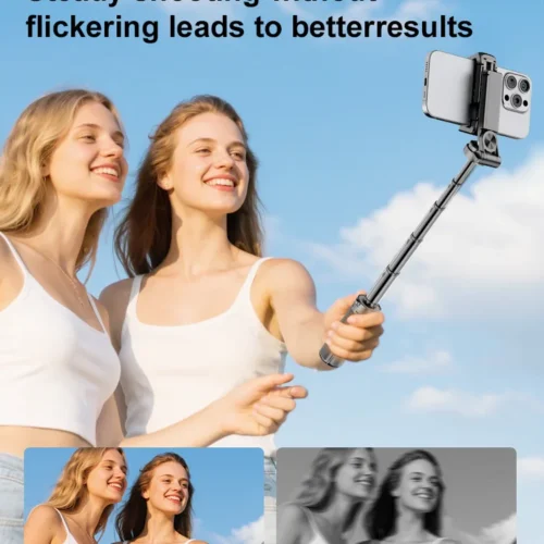 Alternative view of New Upgrade Pocket Selfie Stick Four-corner Stand With Rechargeable Bluetooth Remote Foldable Phone Holder for iPhone Android