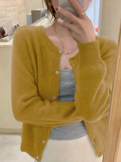 Y2K Knitted Cardigan with O-Neck Design for Women’s Autumn Winter Fashion - Image 5