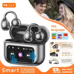 Wireless Ear Clip Earphones with AI Real Time Translation in 144 Languages for Multilingual Users