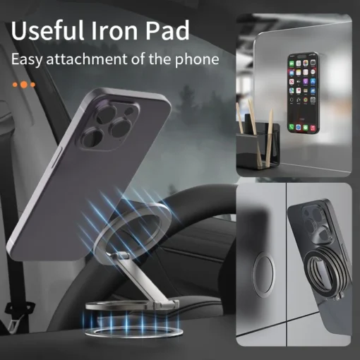 Foldable Double-Sided Magnetic Phone Holder with MagSafe Compatibility for Home and Car - Image 5
