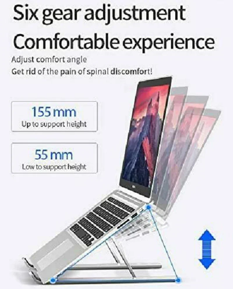 N3 Portable Laptop Stand Plastic or Aluminium Foldable Stand Adjustable Compatible 10 to 15.6 Inches Laptop Computer Accessories - Image 2