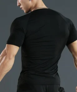 Alternative view of Men Compression Running T Shirt Fitness Tight Short Sleeve Tshirt Training Jogging Shirts Gym Sportswear Quick Dry Rashgard