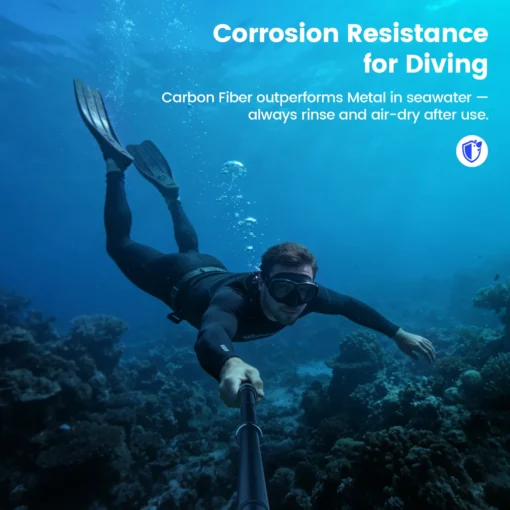 Selfie Stick with 118-Inch Extension, Lightweight Carbon Fiber for GoPro and DJI Cameras - Image 5