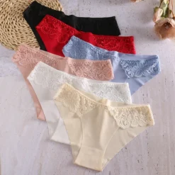 Seamless Lace Briefs with Floral Design for Women