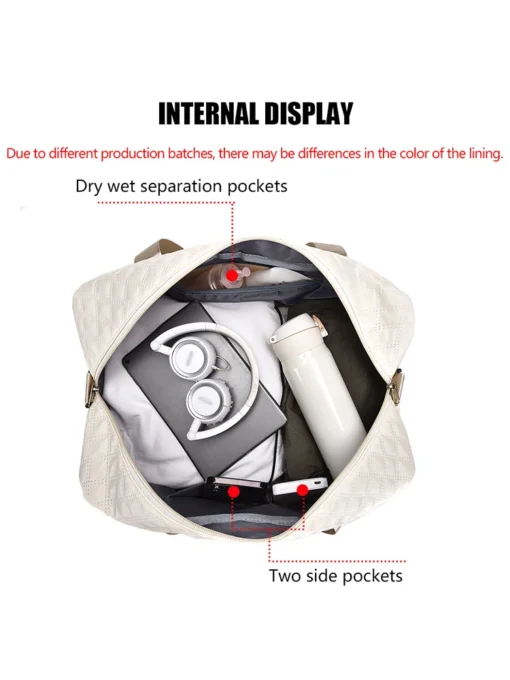 Lightweight Large Capacity Rhombic Lattice Travel Duffel Bag for Sports and Fitness - Image 4