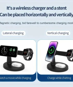 Alternative view of 3 In 1 Magnetic Wireless Charger Stand For Magsafe iPhone 16 15 14 13 Pro Max Apple Watch 9 8 AirPods Pro Fast Charging Station