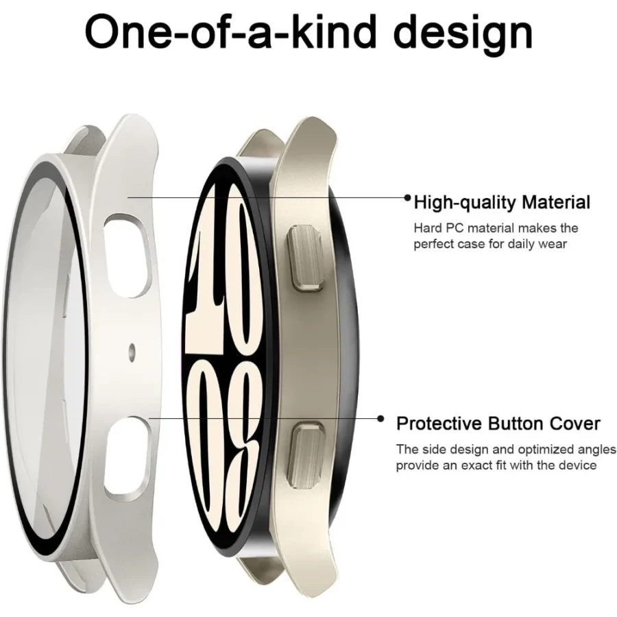 Matte Hard PC Case with Tempered Glass Screen Protector for Samsung Galaxy Watch 7 6 5 4 40mm 44mm Full Protective Cover Bumper - Image 4