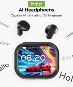 【HTC NE20】Bluetooth V6.0 Earphones AI Translator Earbuds OWS LCD Touch Screen Sport Wireless Headphones HD Stereo Sound Longlife