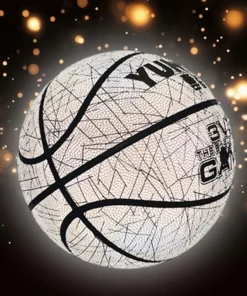 Alternative view of Basketball reflective luminous holographic moisture-absorbing PU basketball is suitable for night entertainment
