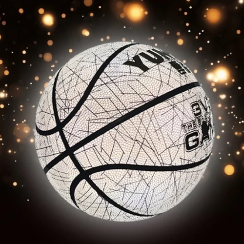 Alternative view of Basketball reflective luminous holographic moisture-absorbing PU basketball is suitable for night entertainment