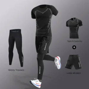 Men's Tracksuit with Quick-Dry Technology for Running and Fitness - 3 Pcs Suit D, M