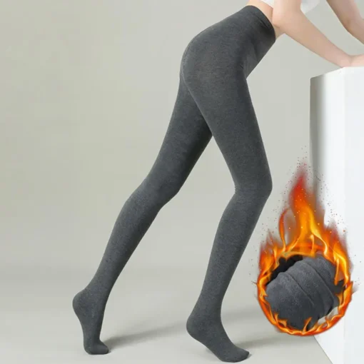Fleece Lined Thermal Tights with Stretchy Fabric for Women - Image 4