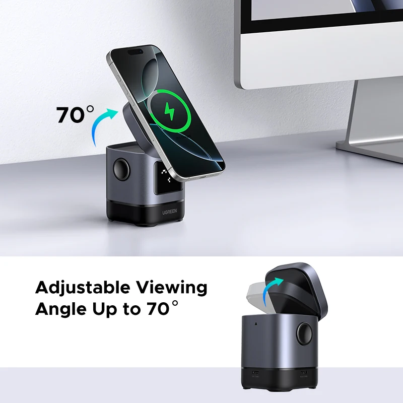 UGREEN Qi2 Magnetic Wireless Charging Stand with 15W Output for iPhone - Image 4