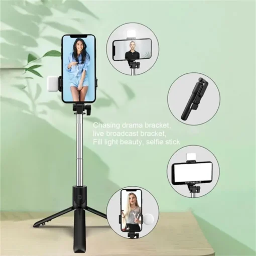 3-In-1 Bluetooth Selfie Tripod with Remote Control and Adjustable Fill Light for Smartphones - Image 6