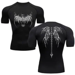Men's Compression T-Shirt with Skeleton Design for Fitness and Running