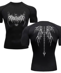 Y2K Compression Shirt Men Fitness Gym Skeleton Sport Running T-Shirt Rashgard Tops Tee Quick Dry Short Sleeve T-Shirt For Men
