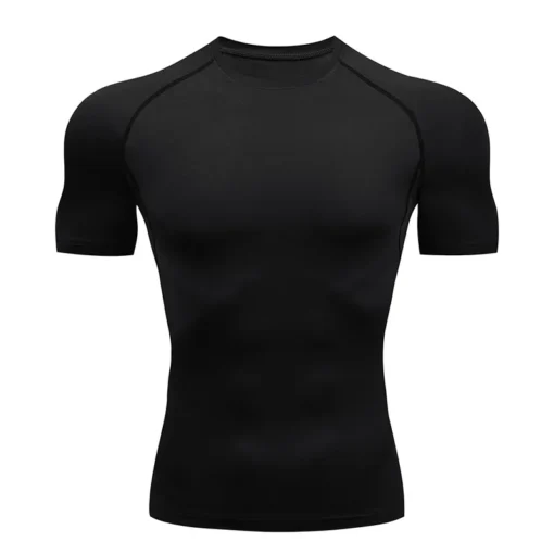 Men's Compression Short Sleeve T-Shirt for Enhanced Performance in Running and Fitness Activities - Image 3