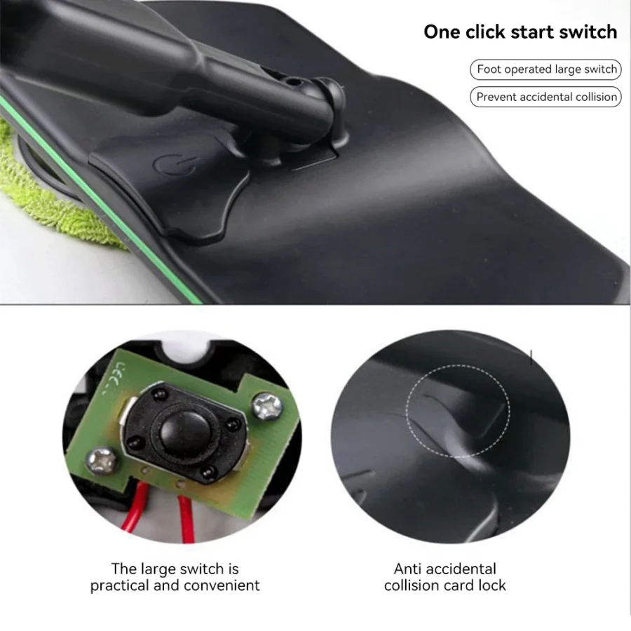 Cordless Electric Mop Handheld Rotating Mop Absorbing Water Footswitch Rechargeable Sweeper Waxing Cleaning for Hardwood Tile - Image 4