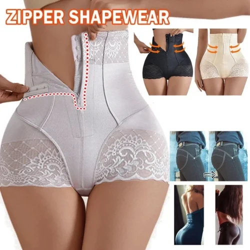Alternative view of 2023 New Tummy Control Panties Women Zipper Body Shaper High Waist Shaper Pants Seamless Shapewear Postpartum Panties