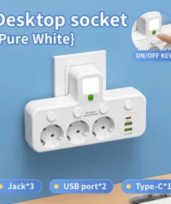 EU AC Plug Power Strip Wall Mounted Independent Switch Multitap Socket Network Filter With USB Charging Network Filter Adapter