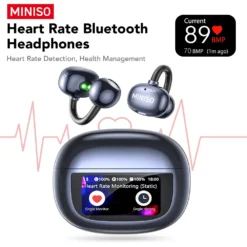 Wireless Bluetooth Earphones with Heart Monitor and Ear Clip Design for Active Users