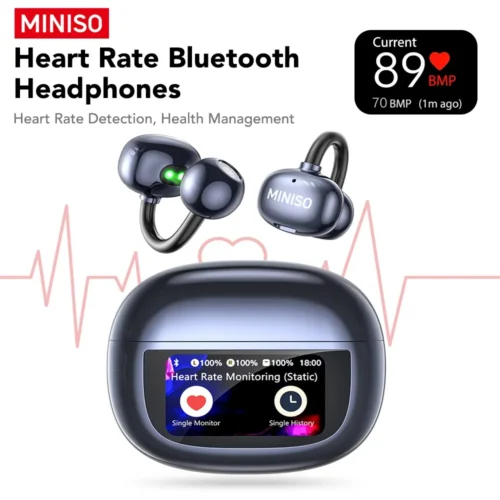 MINISO MS212 Bluetooth V6.0 Earphones OWS Ear Clip Earbuds Comfort Wireless headphones AI Translator Heart Monitor