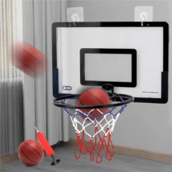 Indoor basketball set with wall bracket and non-perforated frame for children's safety and fun