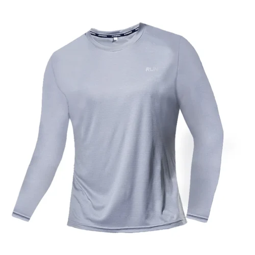 Alternative view of Summer Ice Silk Long Sleeve T-Shirt Men 2023 New Quick Dry Breathable Air Conditioning Outdoor Sun Protection Running Outer Wear