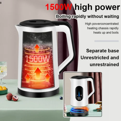 Alternative view of 2.2L Stainless Steel Electric Digital Display Large Tea Kettle 1500W Fast Boil Multifunctional Tea Pot for Making Tea and Coffee
