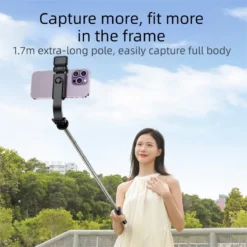Alternative view of Selfie Stick with 1700mm Reach, Tripod Stand, and Bluetooth Remote for Smartphones