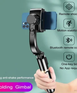 Roreta 2023 NEW Gimbal Stabilizer Selfie Stick Foldable Wireless Tripod with Bluetooth Shutter Monopod for IOS Android