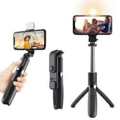 Portable Wireless Selfie Stick Tripod with Adjustable Light for Mobile Phones