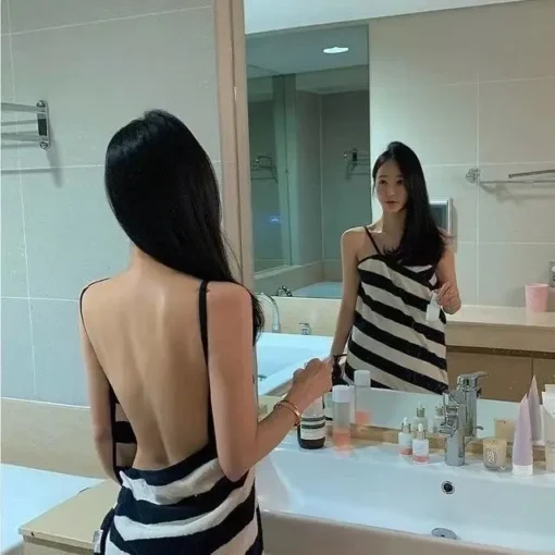 Backless Bath Towel Dress with Hollow Out Design for Women - Image 3
