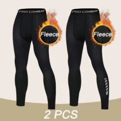 Fleece Compression Leggings with Warm Lining for Men's Fitness Training