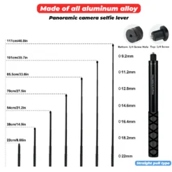 Ultra-Long Carbon Fiber Invisible Selfie Stick for Insta360 X3/X2, DJI Action 3, and GoPro Cameras