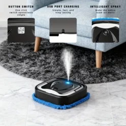 Alternative view of Electric Sweeping Robot with Wet & Dry Mopping and USB Charging for Home Cleaning
