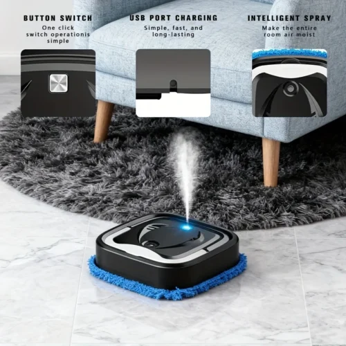 Alternative view of Newest Electric Sweeping Robot USB Charging Steam Cleaner Wet & Dry Automatic Floor Mopping Machine Household Cleaning Supplies