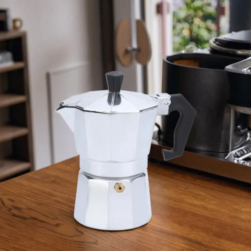 Alternative view of Italian Classic Design 2-Cup Silver Metal Mocha Coffee Pot Set Cross-Border European Appliances Wholesale Coffee Makers Tea