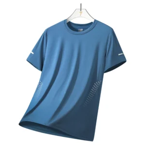 Men's Running T-shirts with Quick Drying Fabric for Outdoor Sports and Hiking - Blue1, M(40-42.5kg)
