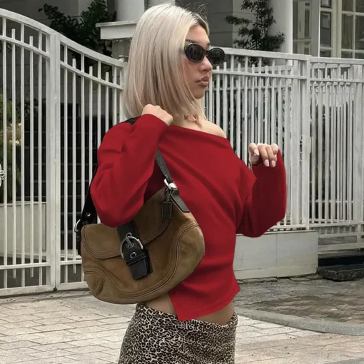 Women's Casual Long Sleeve Slit Pullover Top with Stylish Design - Image 6